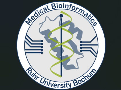 The image shows the logo of the Department of Medical Bioinformatics at Ruhr Universität Bochum