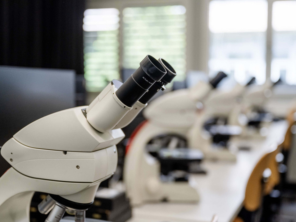 Mehrere Mikroskope in einem Lehrraum